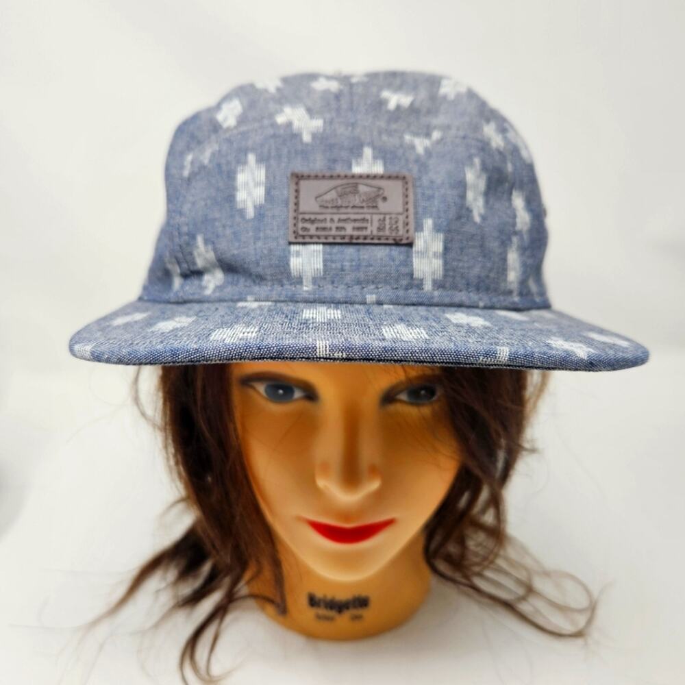 Vans Blue Gray 3D Pattern Cotton 5 Panel Strapback Hat Flat Brim